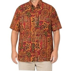 Reyn Spooner Mens XL Hawaiian Aloha Tiki Camp Button Front Shirt